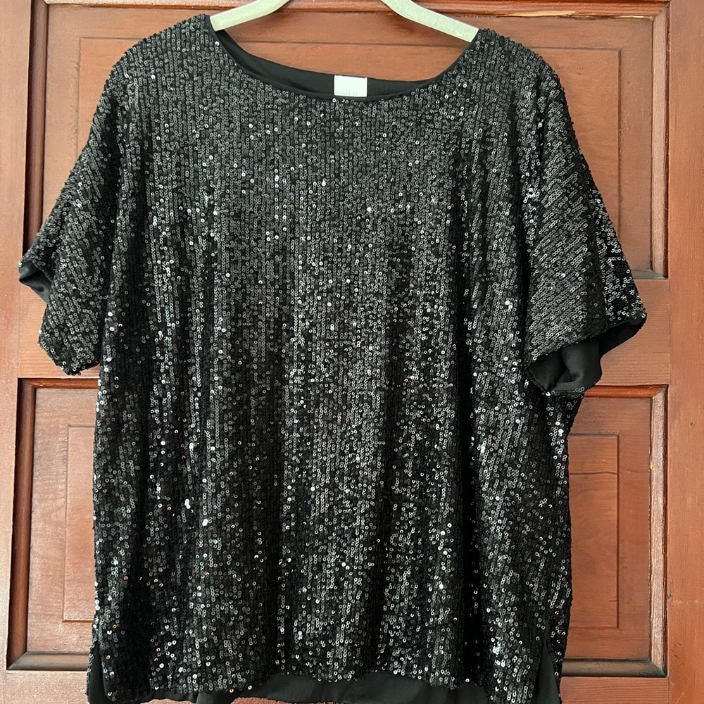 Black Sequin Top, H&M, size medium
